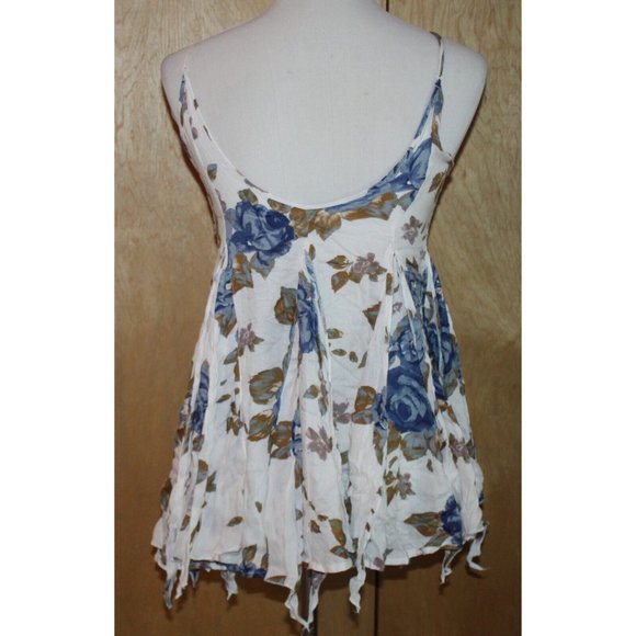Intimately Free People XS Alyson tank slip mini dress tunic cream blue floral - Picture 8 of 9